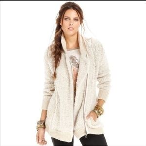 Free People Boho Chunky Wool Blend Cuddle Up Cardigan Sweater Jacket